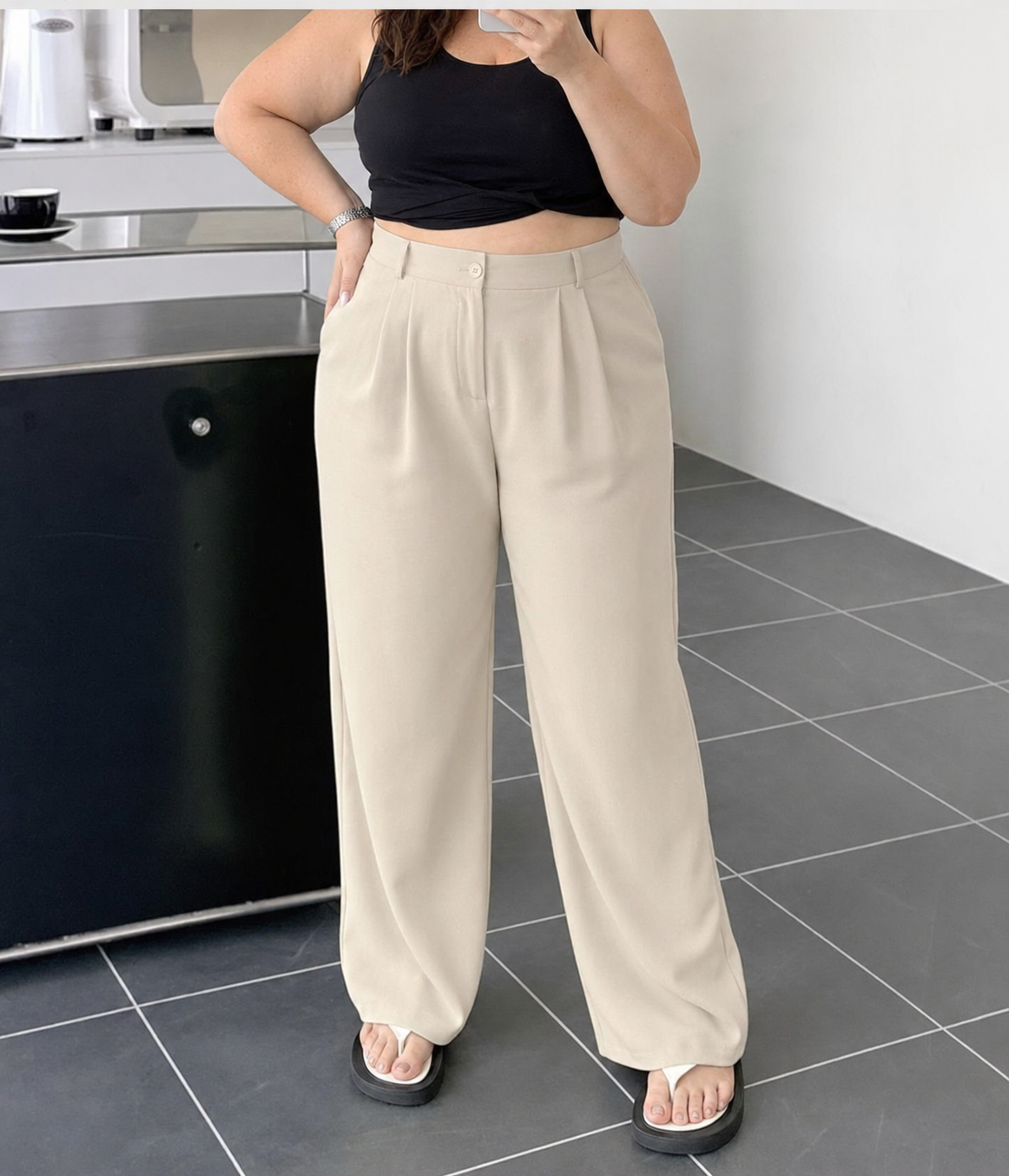 Summer new lightweight suit pants, high-waisted, slimming, versatile, straight-leg, casual, loose, wide-leg trousers
