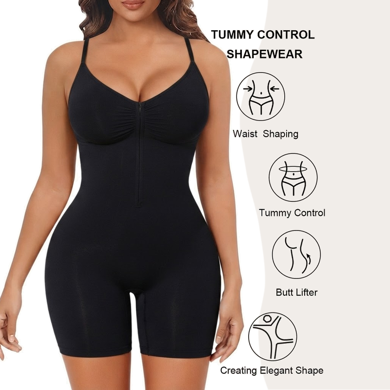 Shapewear for Women Tummy Control Bodysuits Zip-Up Comfort Ultra Stretch Fabric Customizable Fit Breathable Mesh Design Comfortable Fit