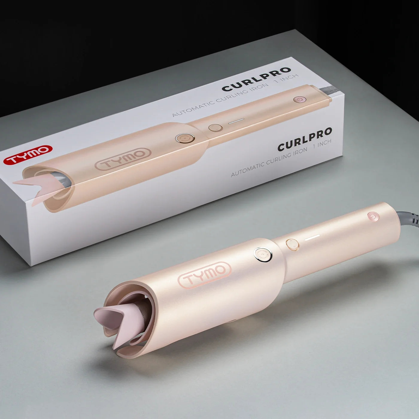 TYMO CURLPRO automatic 1-inch curling iron with its retail box
