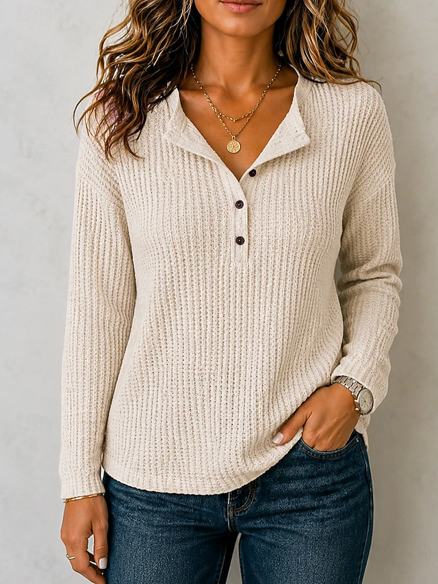Women's Tunic Graphic Flag Plain Fashion Stylish Classic Long Sleeve Crew Neck Henley Regular Tops