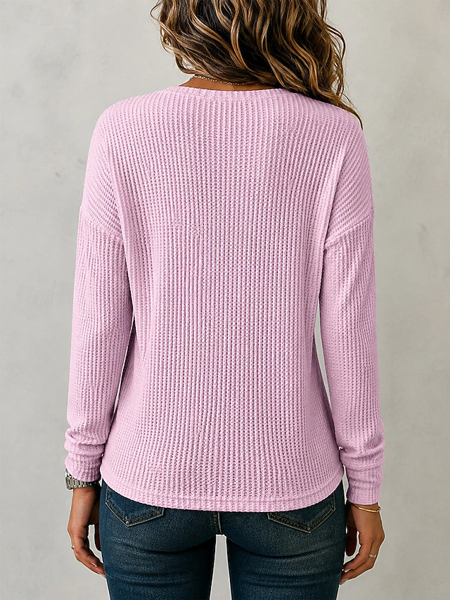 Women's Tunic Graphic Flag Plain Fashion Stylish Classic Long Sleeve Crew Neck Henley Regular Tops