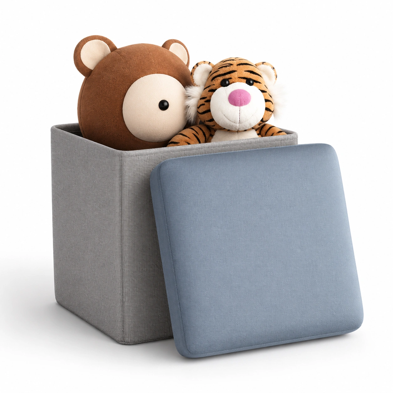 Caja para juguetes azul grisaceo