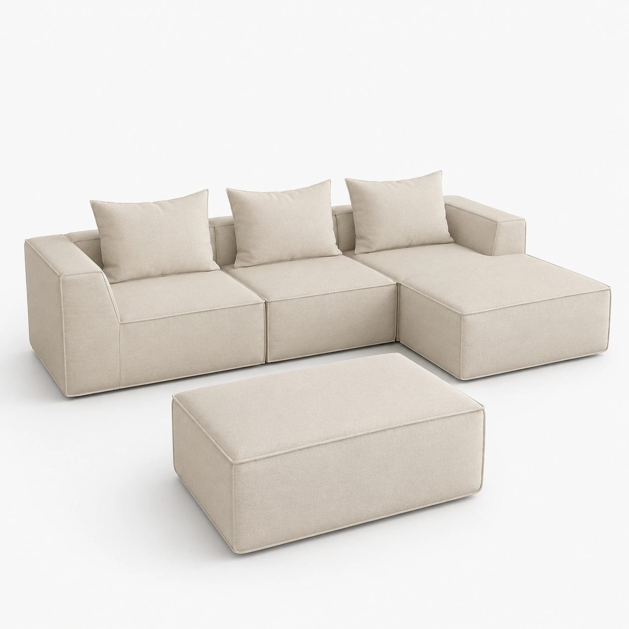 sofa modular blanco hueso con ottoman