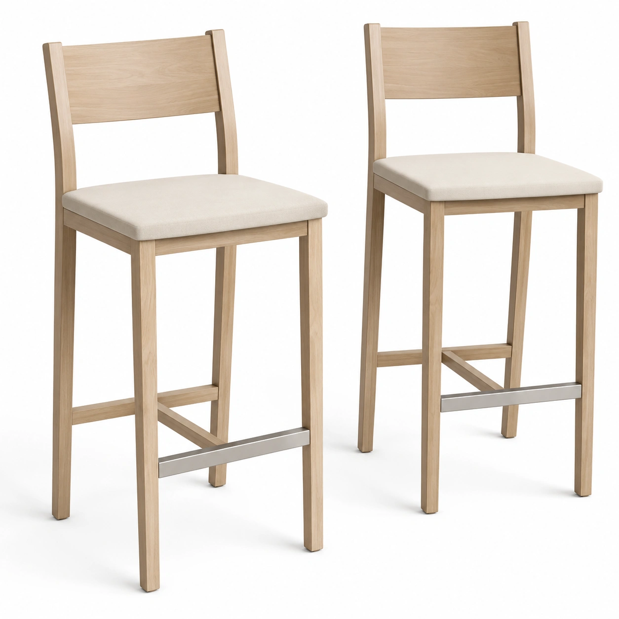 Juego de 2 taburetes altos de madera clara