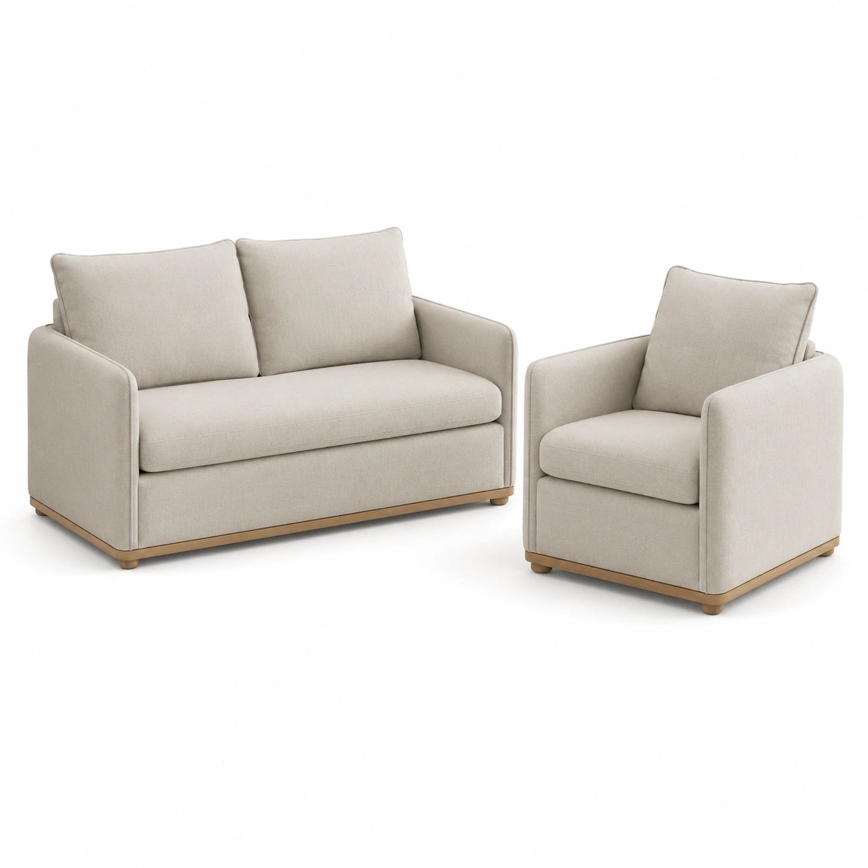 conjunto sofa biplaza y sillones blanco hueso