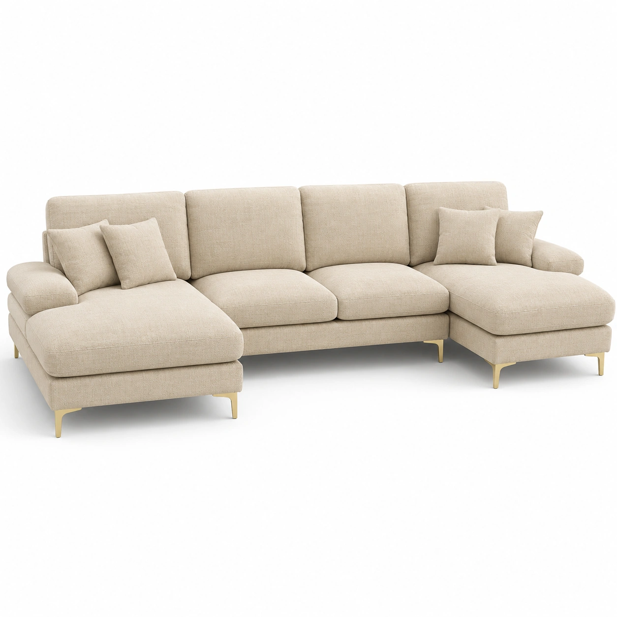 sofa esquinero con doble chaise longue blanco hueso