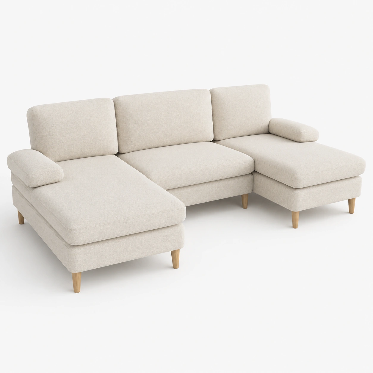 sofa en U combinado blanco hueso