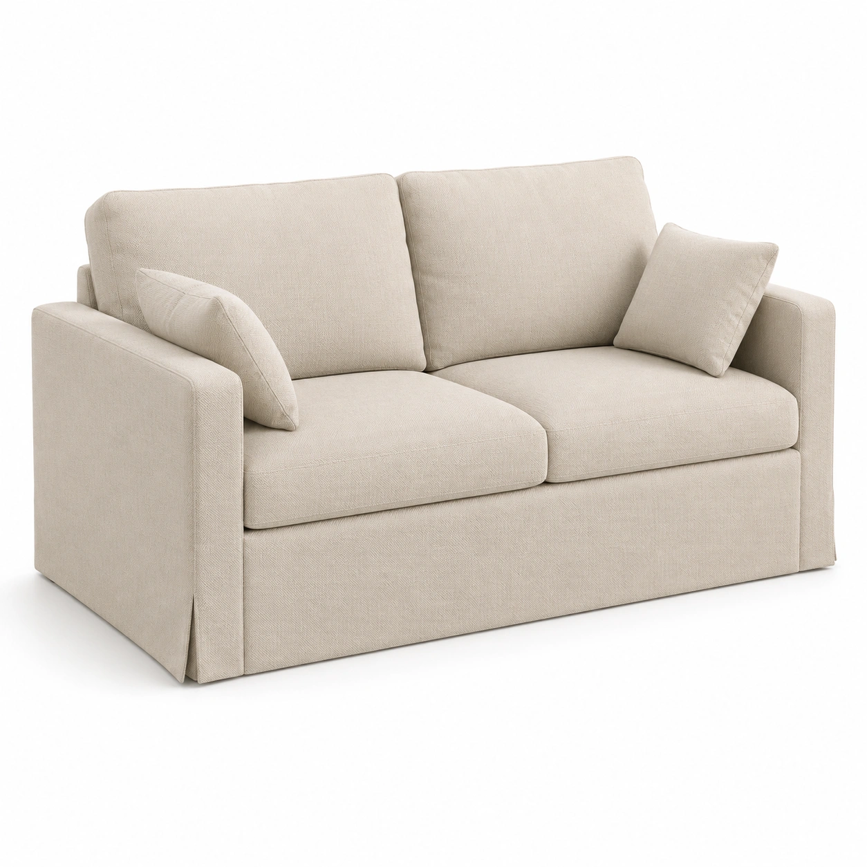 sofa biplaza de tela blanco hueso