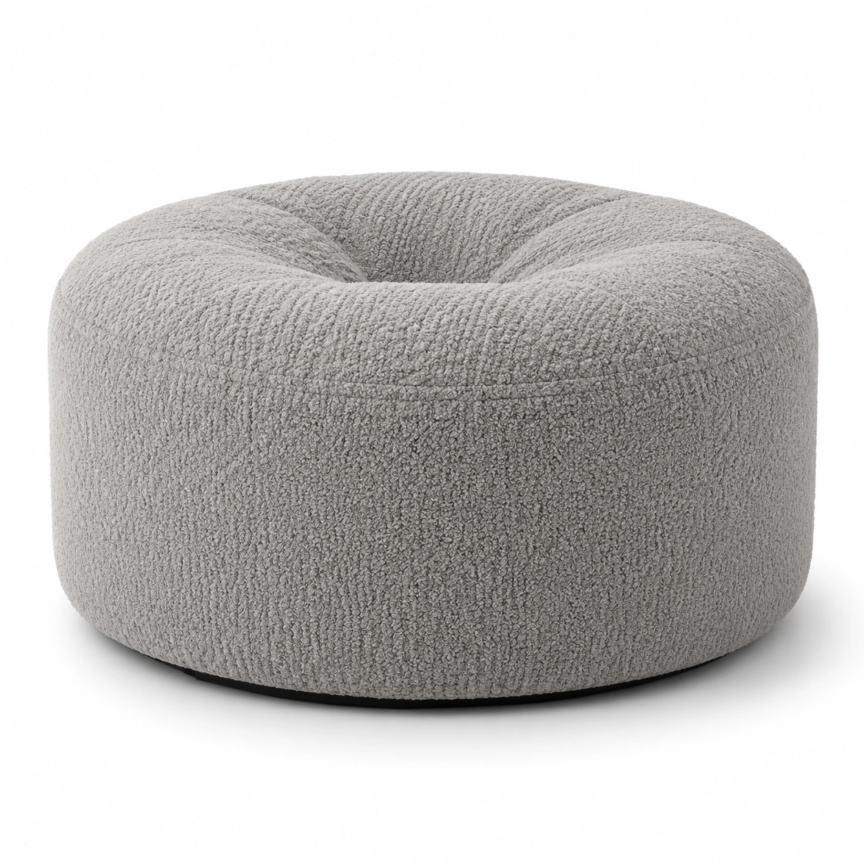 Puff redondo de terciopelo gris