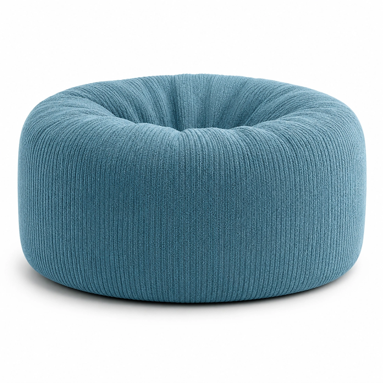 Puff redondo de pana azul