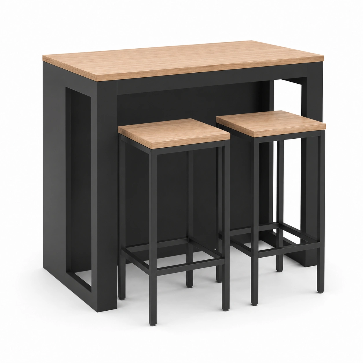 Conjunto de mesa alta con taburetes negro para dos personas