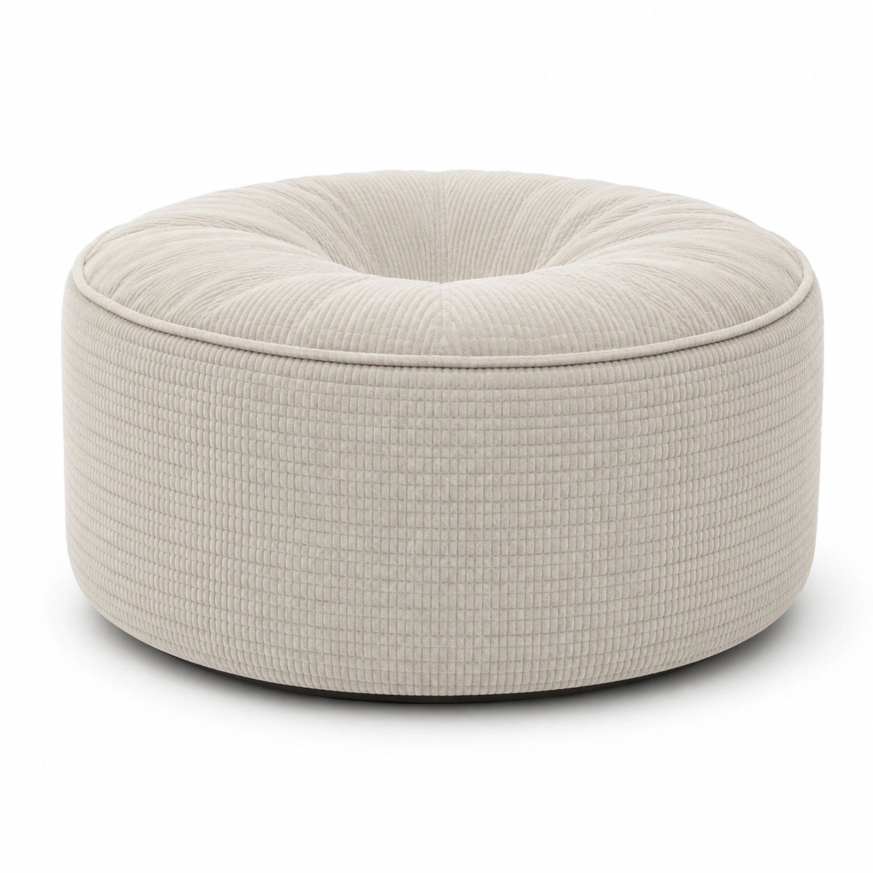 Puff redondo a cuadros color beige