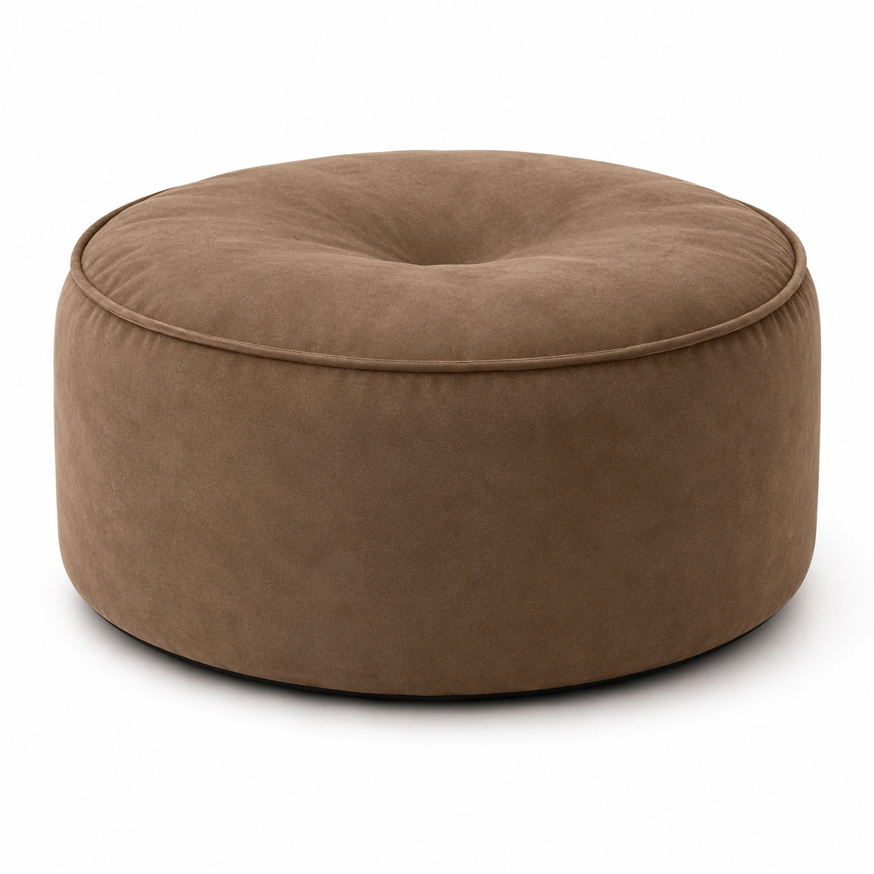 Puff redondo de terciopelo marron