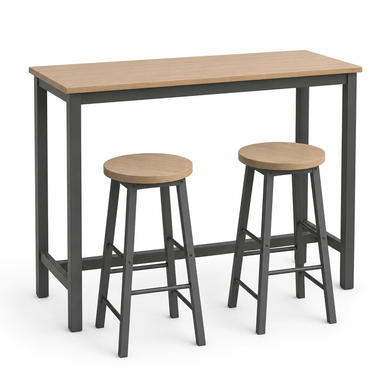 Conjunto de mesa alta y sillas acabado madera de 3 piezas