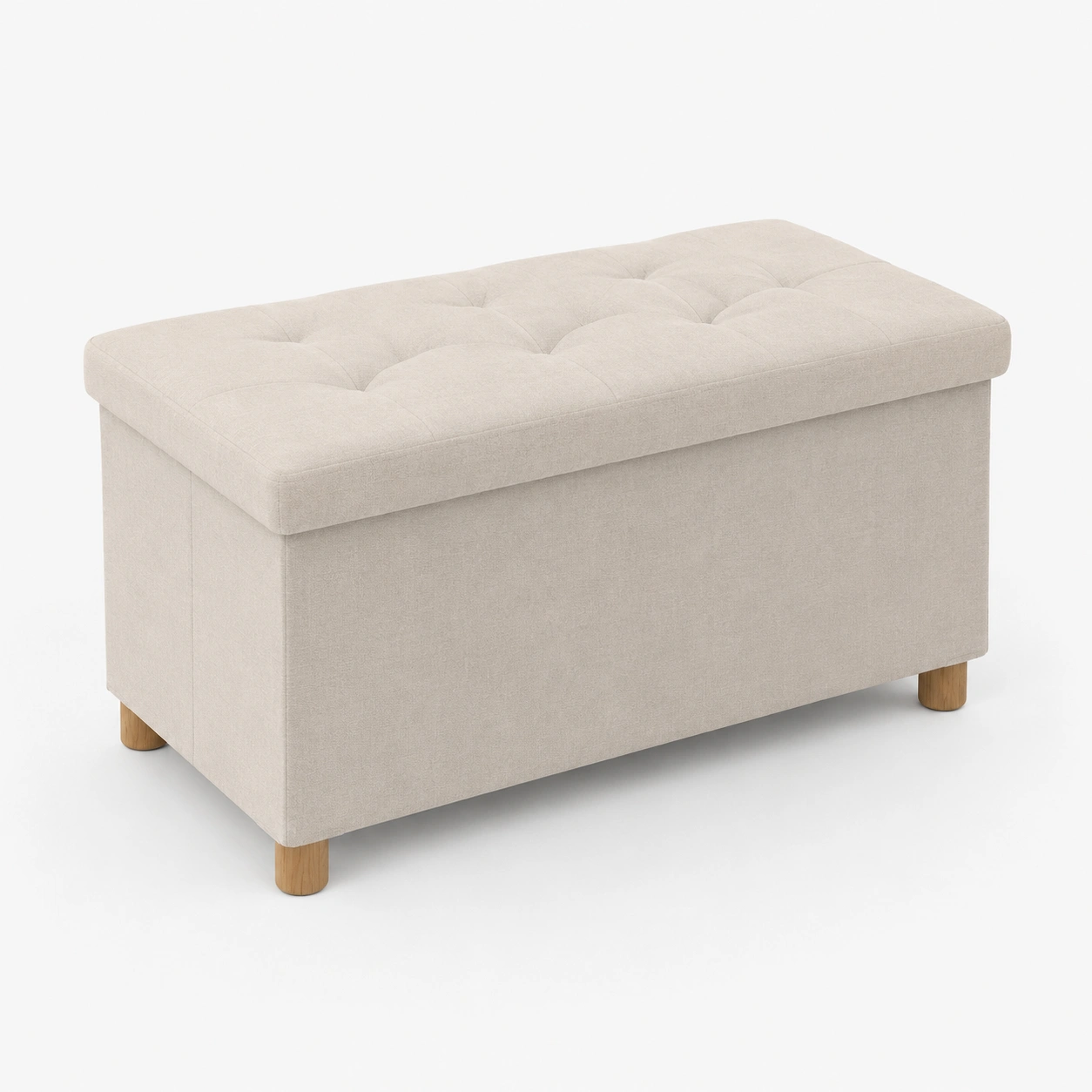 Banco de almacenamiento rectangular beige