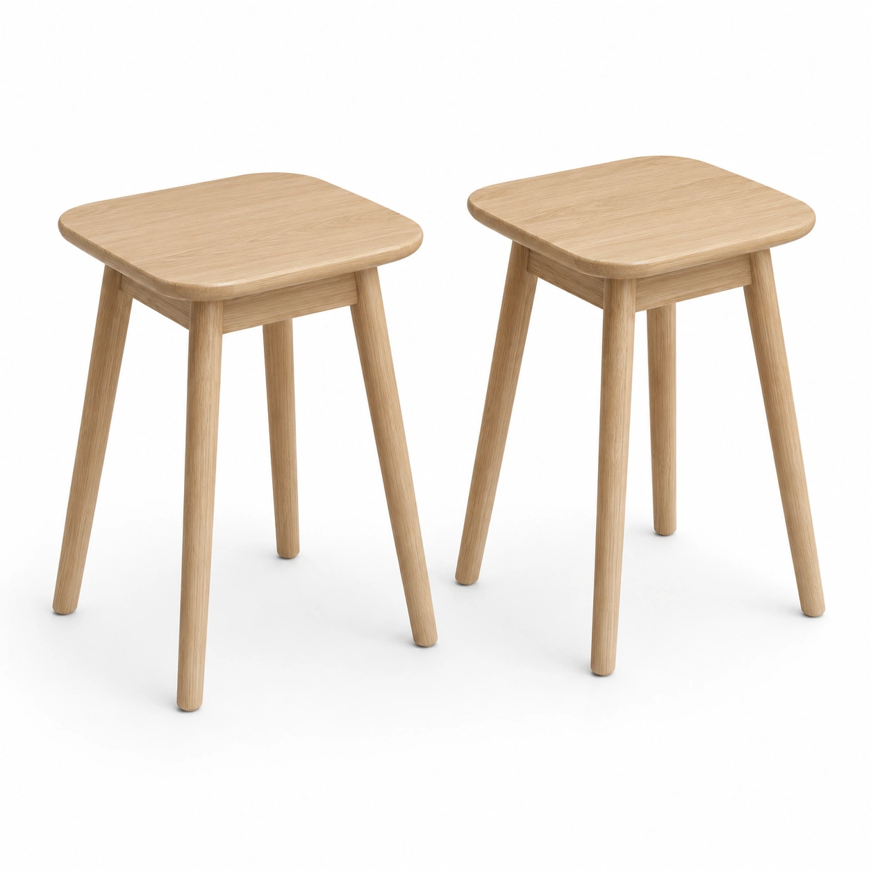 Juego de 2 taburetes cuadrados bicolor de madera natural