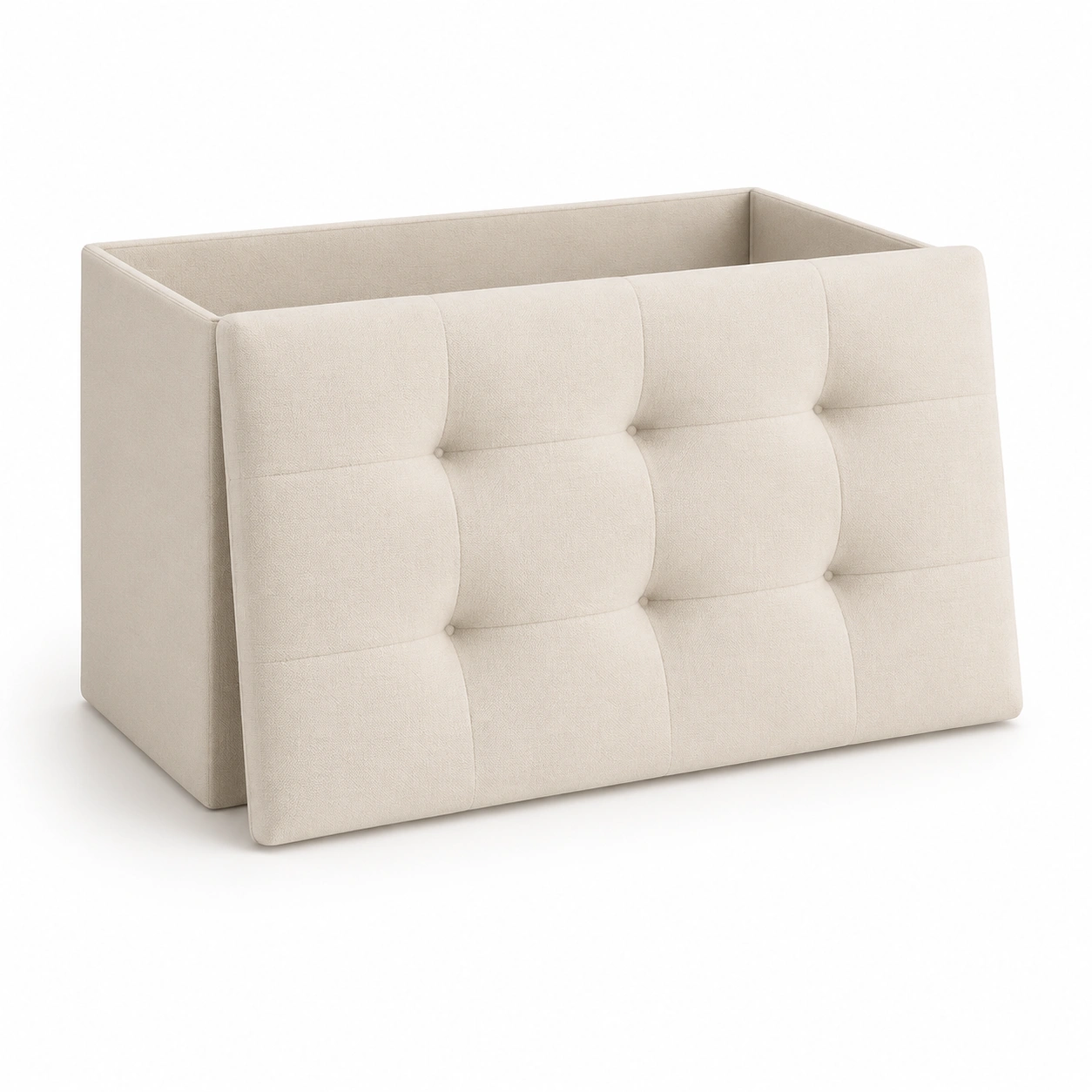 Caja de almacenaje beige con tapa