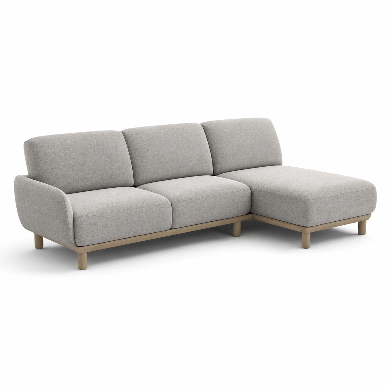 sofa en L de tela gris