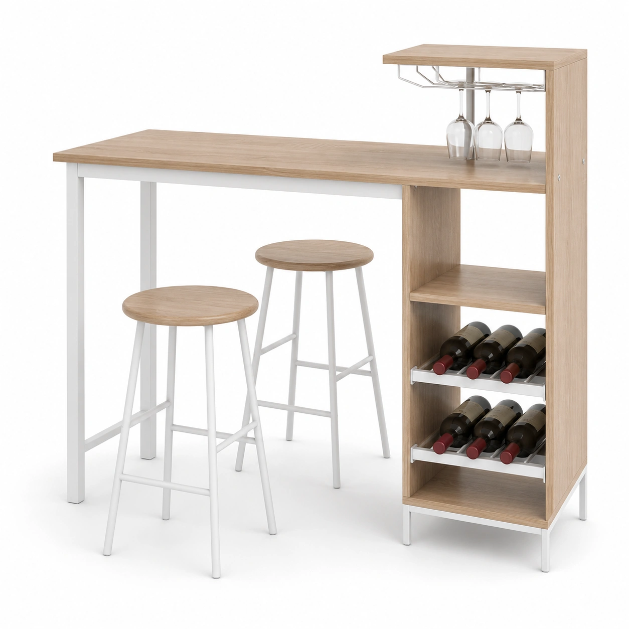 Mesa alta para dos personas con botellero