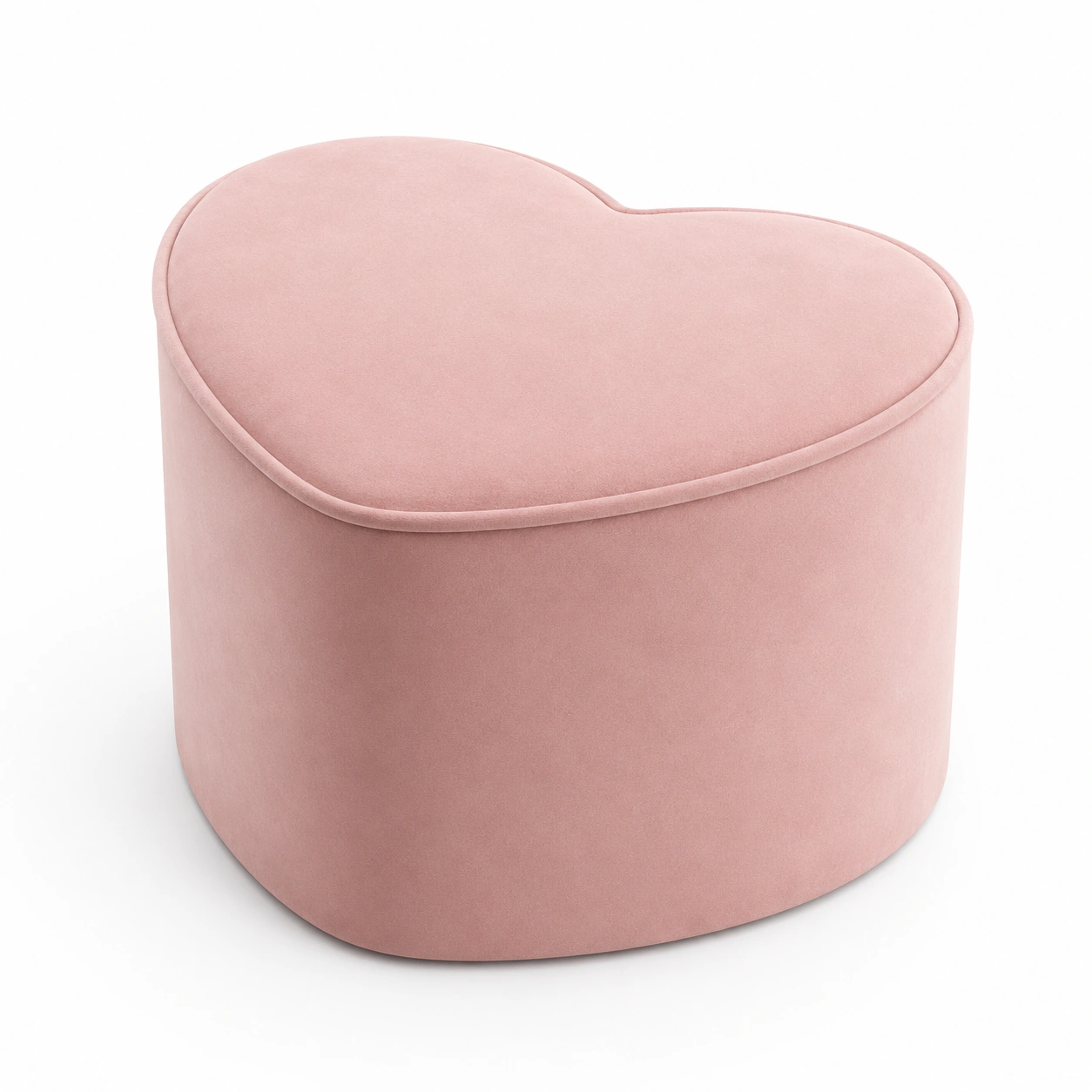 Puf de almacenamiento con forma de corazon rosa