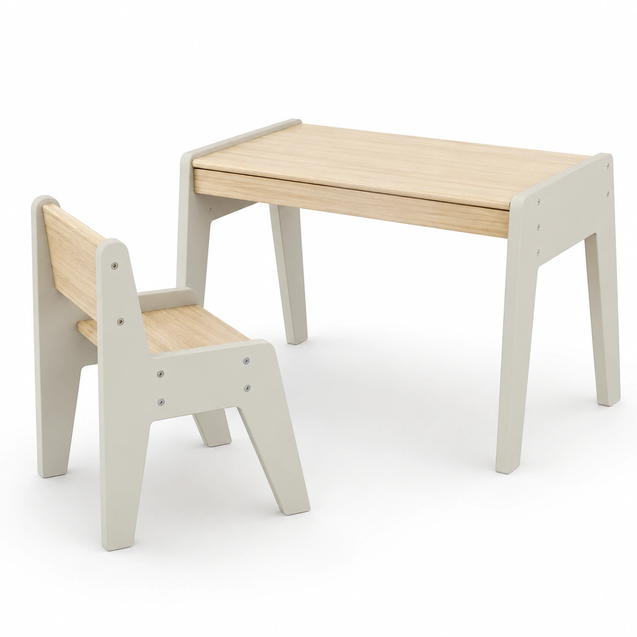 Conjunto de escritorio y silla infantil color madera natural