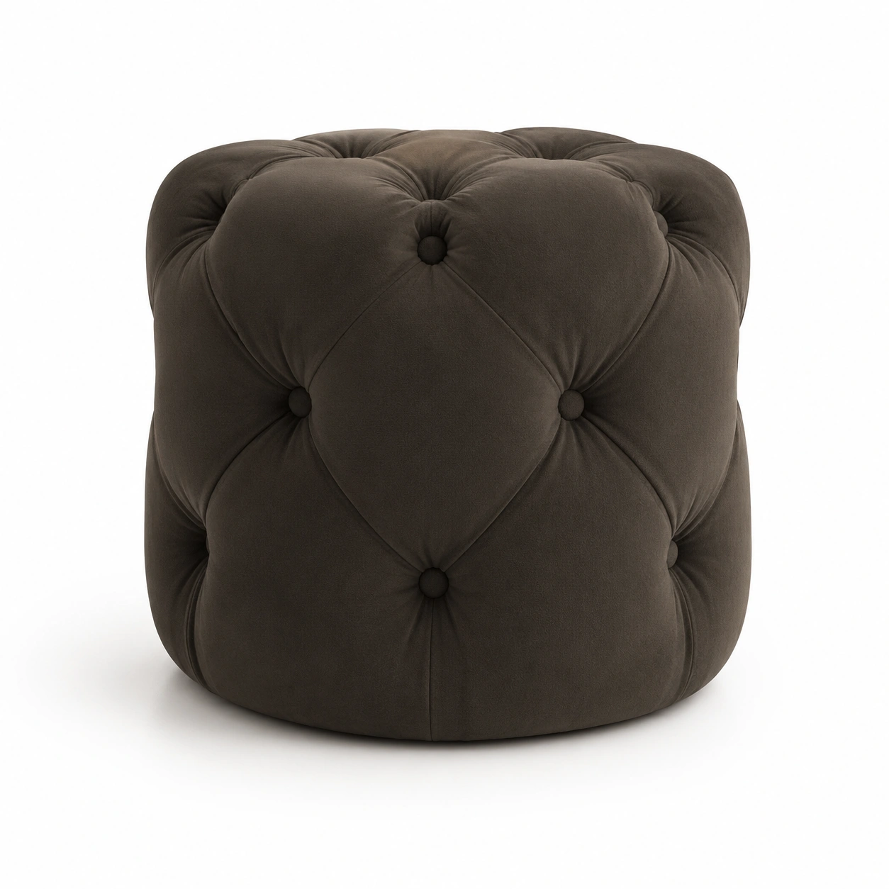 Puff redondo acolchado color marron oscuro