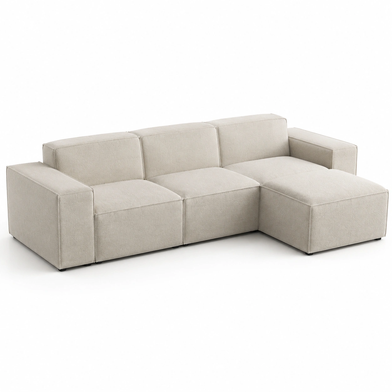 sofa de tres plazas redondeado beige