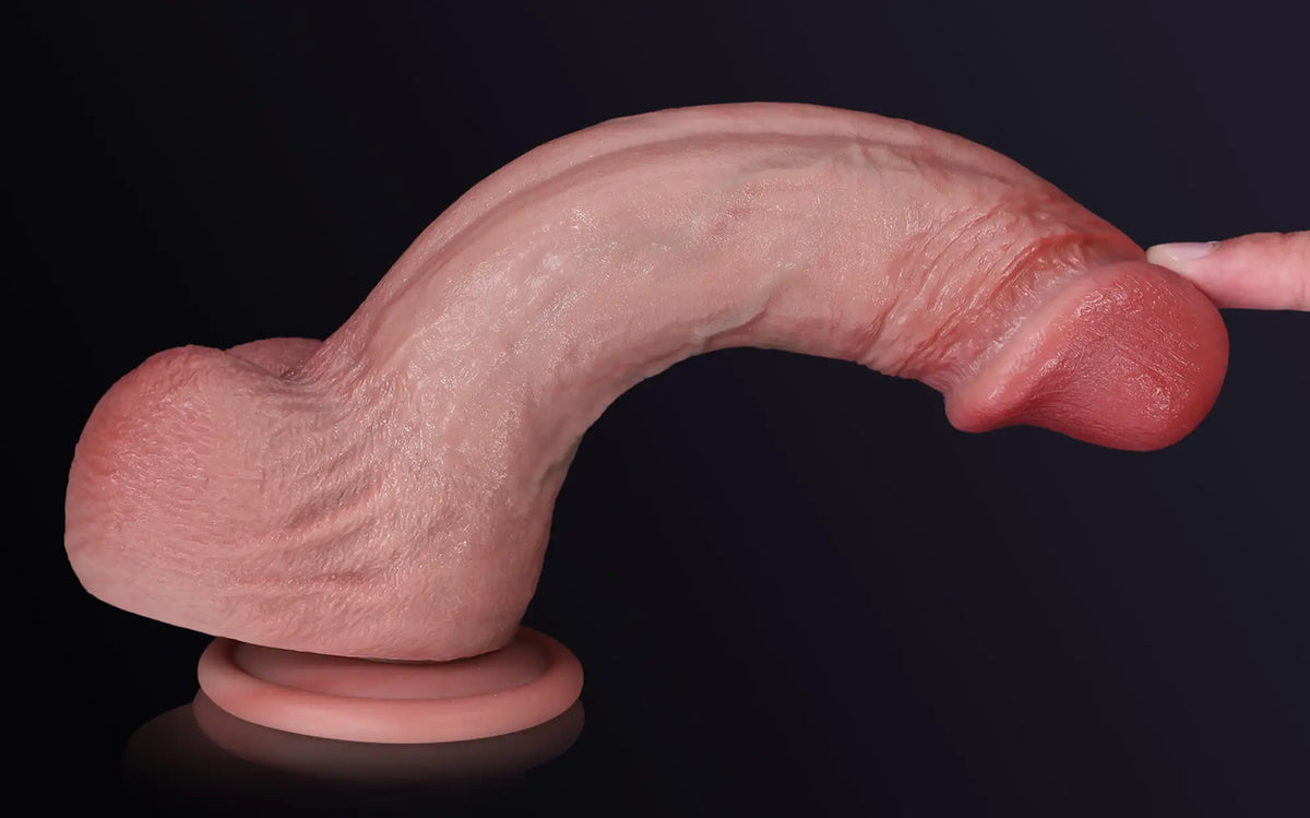 Jak 8.3 x 1.7inJake - 8.3 Inch
Jake focuses on realism with soft skin, a swollen head, and pronounced veins. A sculpted spine and layered structure provide consistent stimulation from every angle. With  - G Spot Flesh Curved Dildo With Metal Keel Bendable