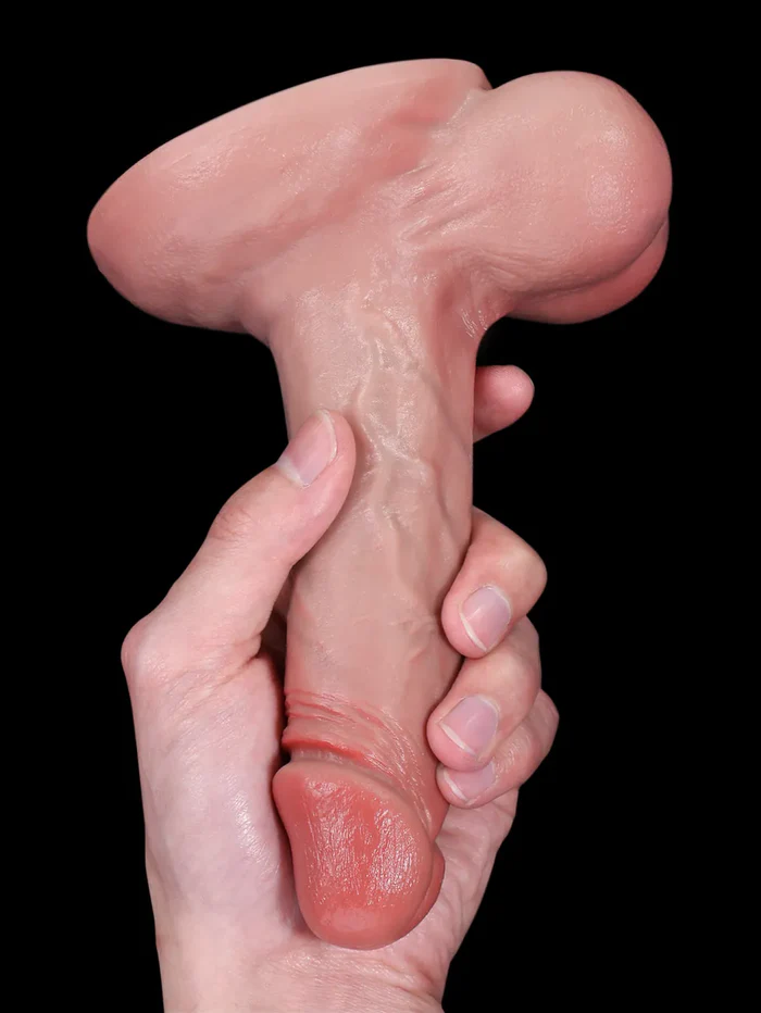 Beach 6.7 x 1.5" - Thin Small Dildo Flesh Skin With Big Balls