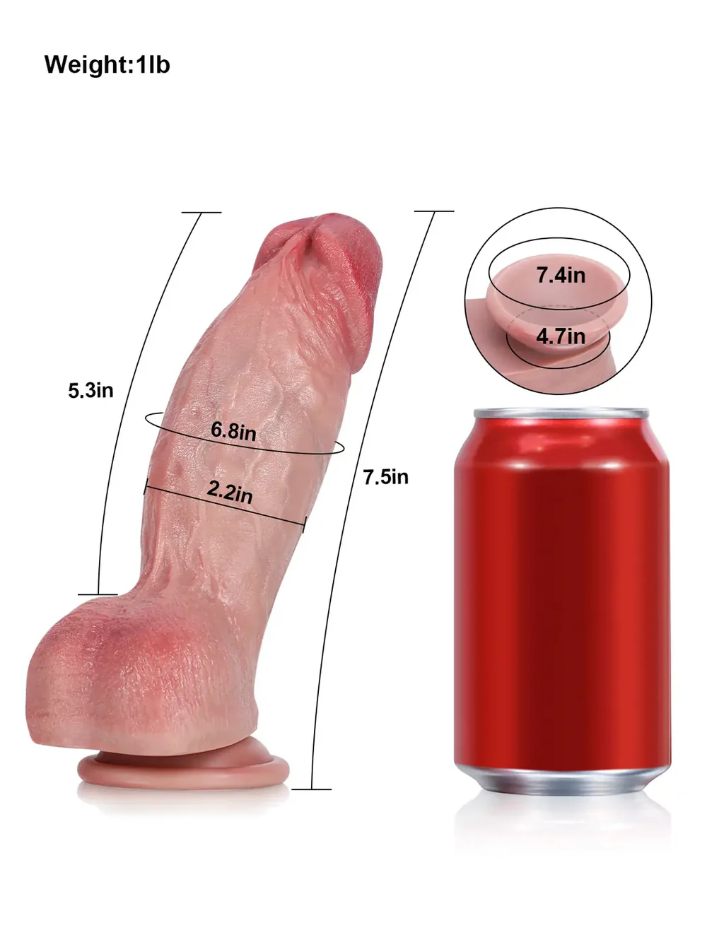 Lon 7.5 x 2.2 in — Thick, short, and plump dildo with a soft-touch feel.