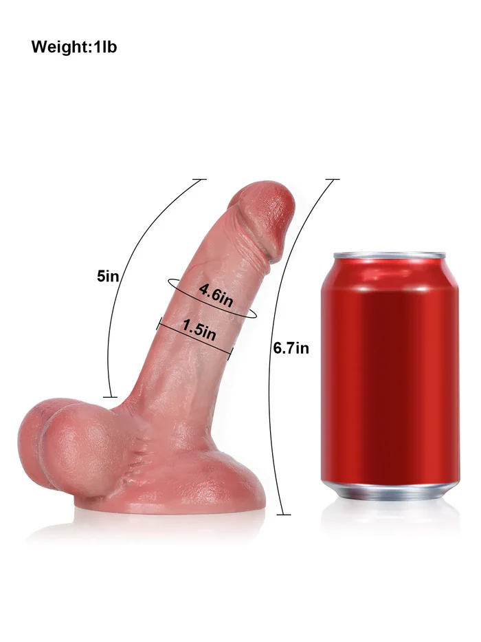 Beach 6.7 x 1.5" - Thin Small Dildo Flesh Skin With Big Balls