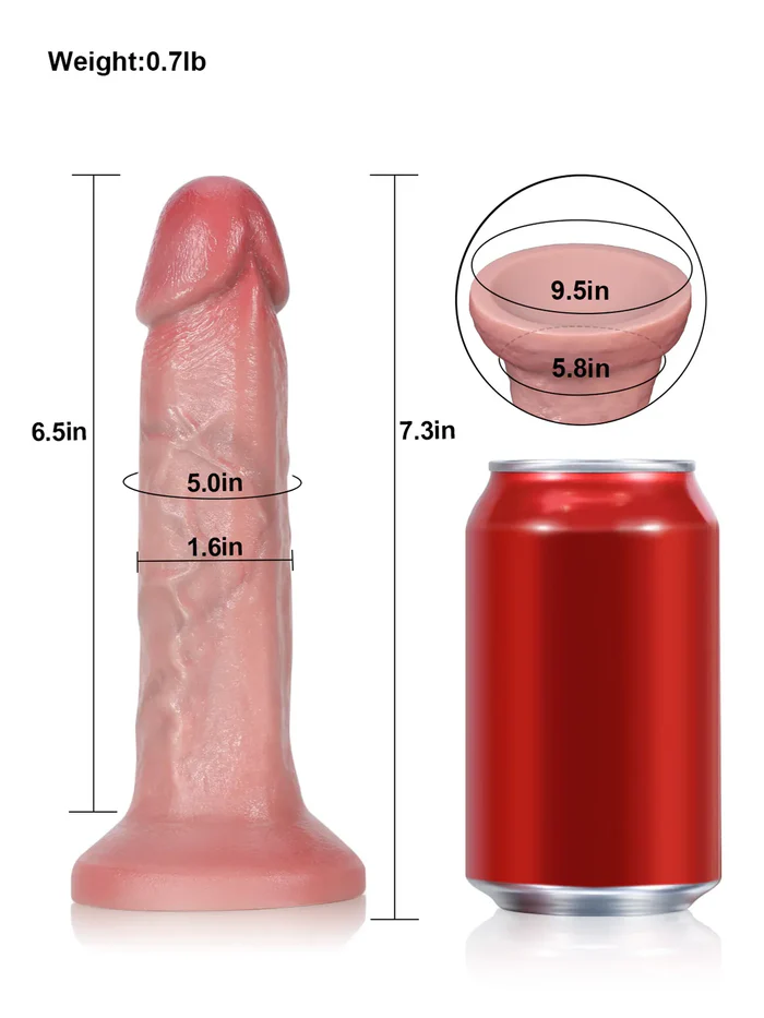 Dar 7.3 x 1.6" - Flesh Skin Realistic Dildo No Balls