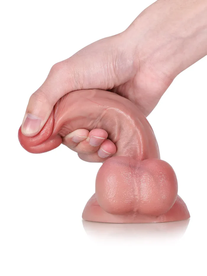Beach 6.7 x 1.5" - Thin Small Dildo Flesh Skin With Big Balls