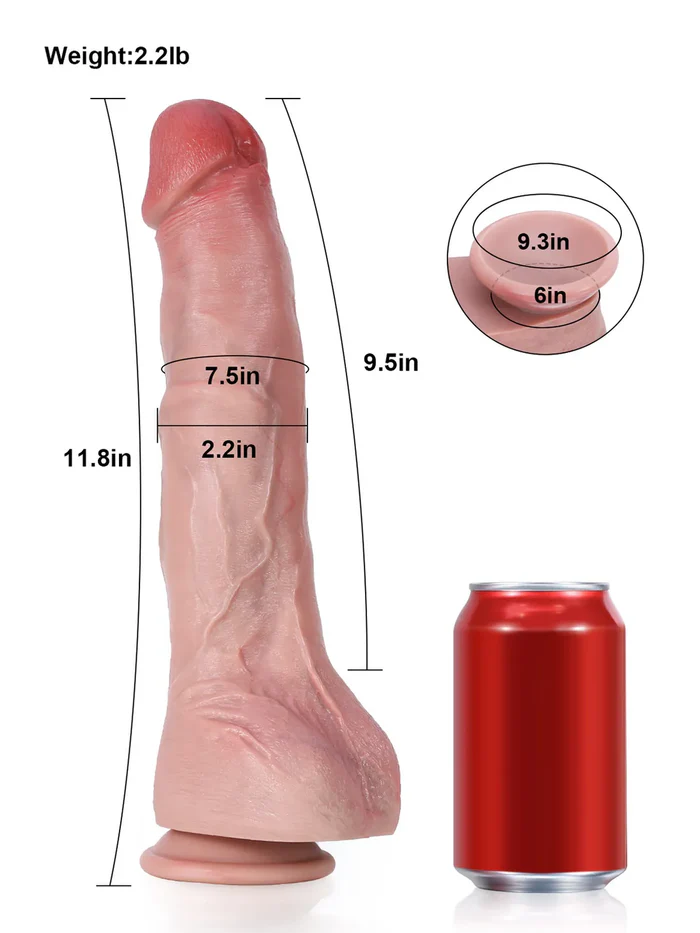 Jef – 11.8" × 2.2" Huge Flesh-Like Anal Dildo with Bendable Metal Keel