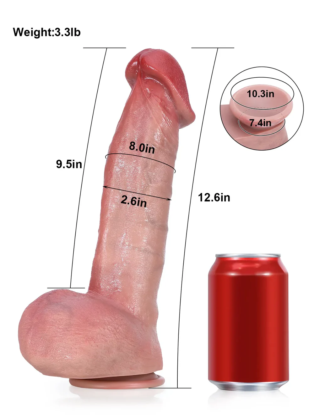 Jac – 12.6" × 2.6" XXL Flesh-Like Curved G-Spot Dildo with Bendable Metal Keel