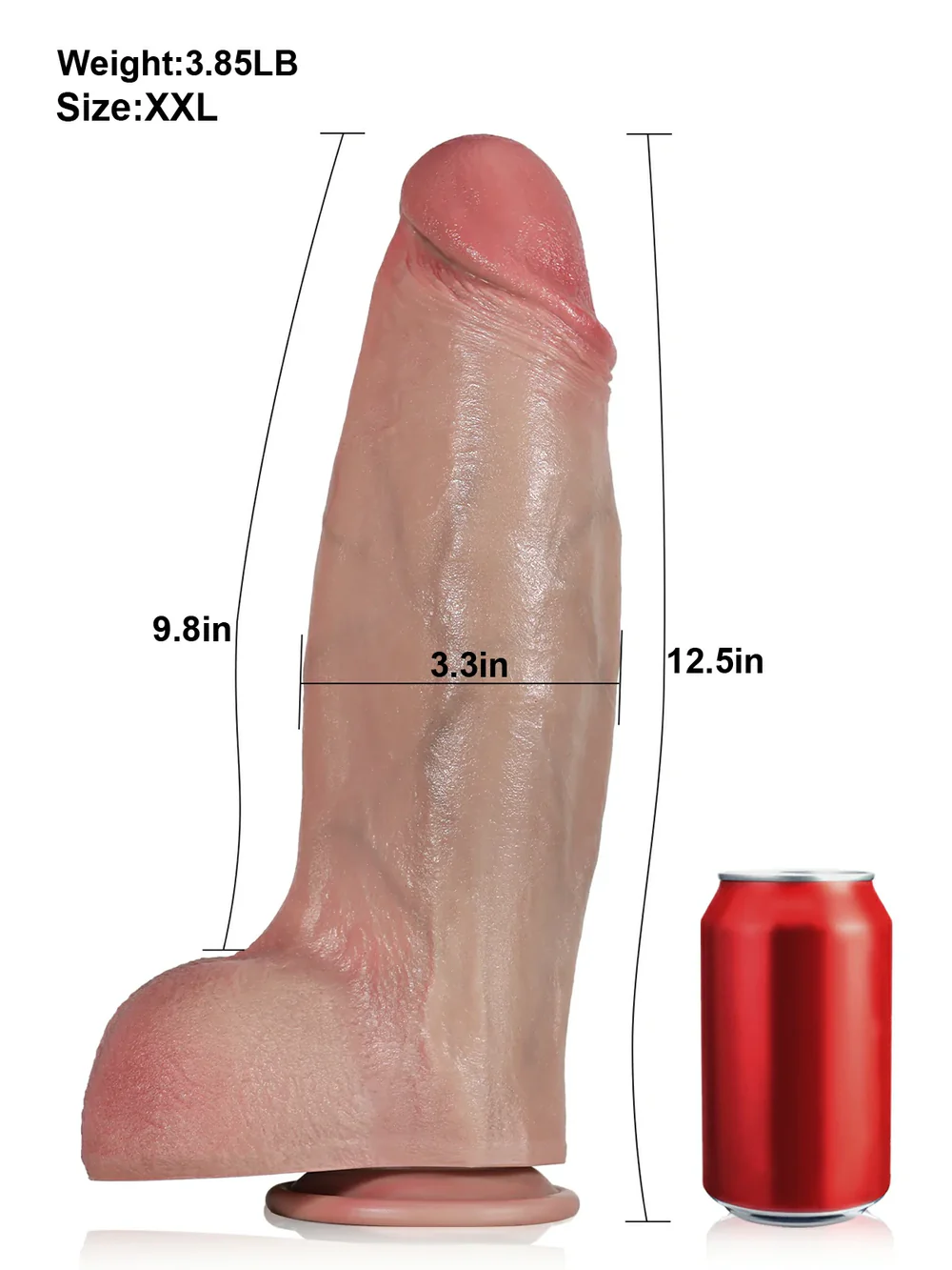 Jorge 12.5" x 3.3" - XXL Size Realistic Soft Flesh Like Thick Short Fat Dildo