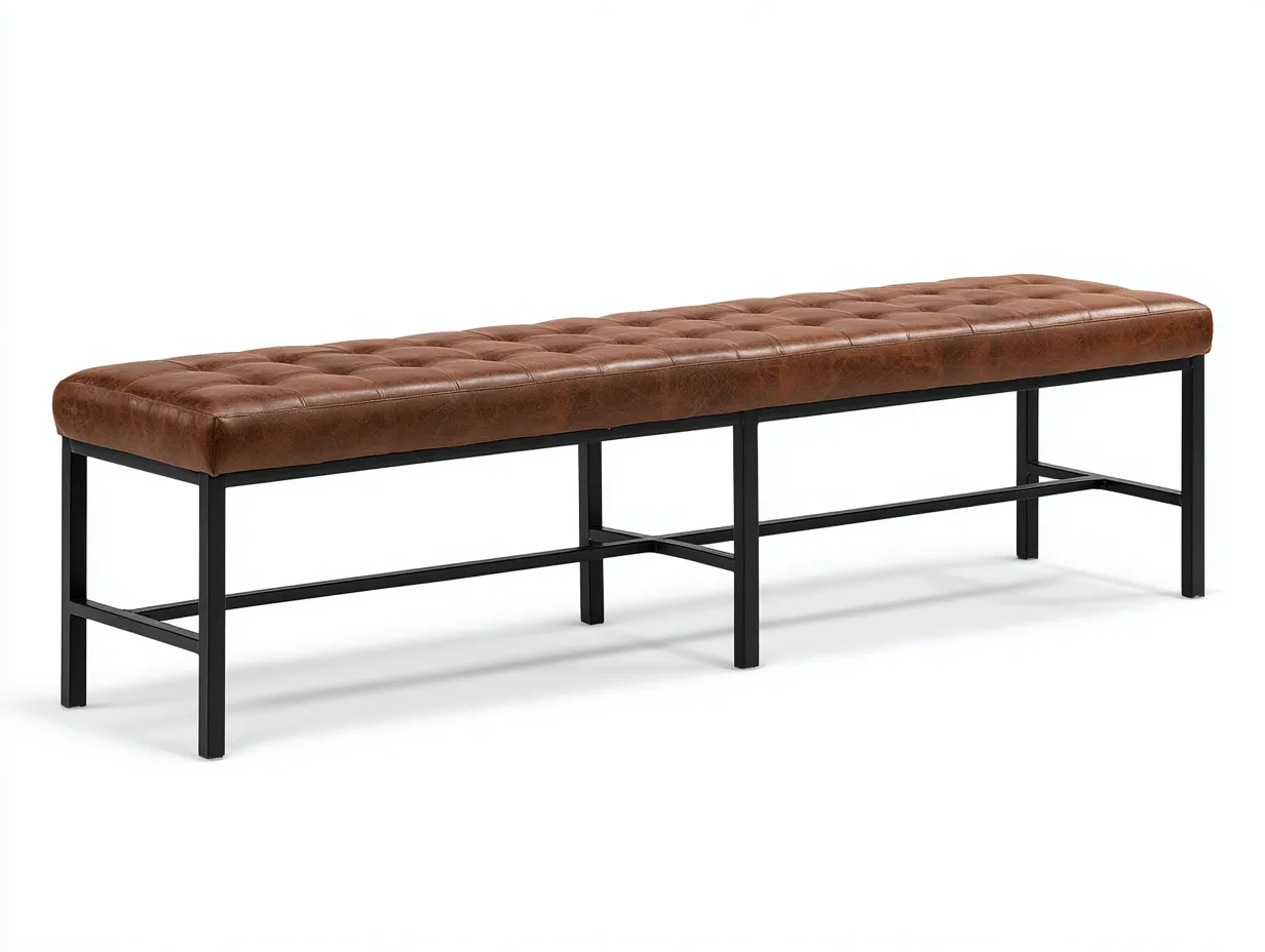 Bank Kunstleder 140x40x46 cm - braun und schwarz - Industrial Stil für Schlafzimmer