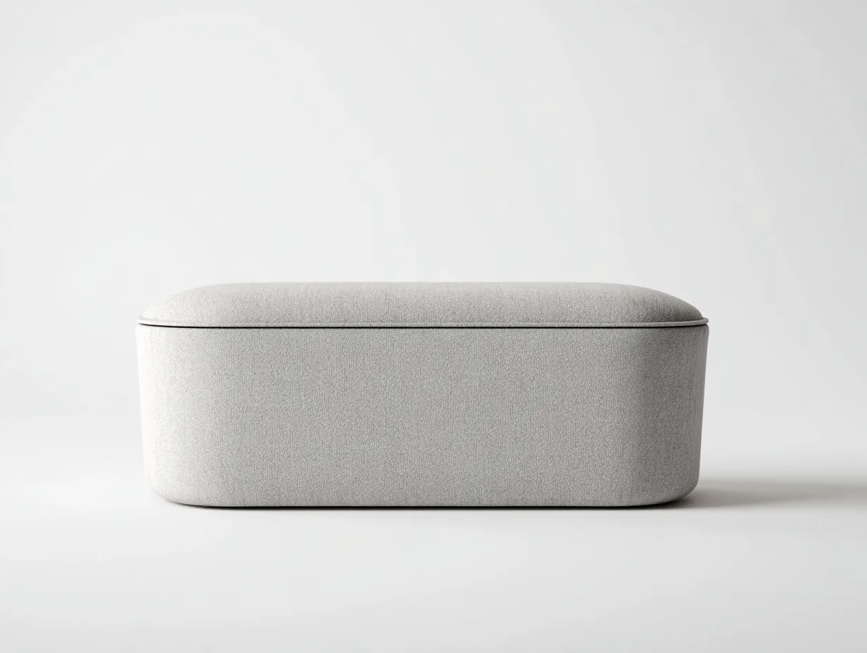 Bank Stoff 110x42x44 cm - hellgrau - mit Stauraum für Schlafzimmer