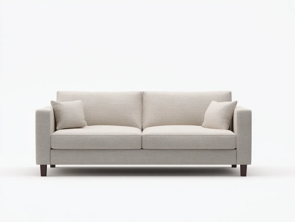 2-Sitzer-Sofa Stoff 184x87x81 cm - beige - geradlinige Armlehnen mit dunklen Holzfüßen