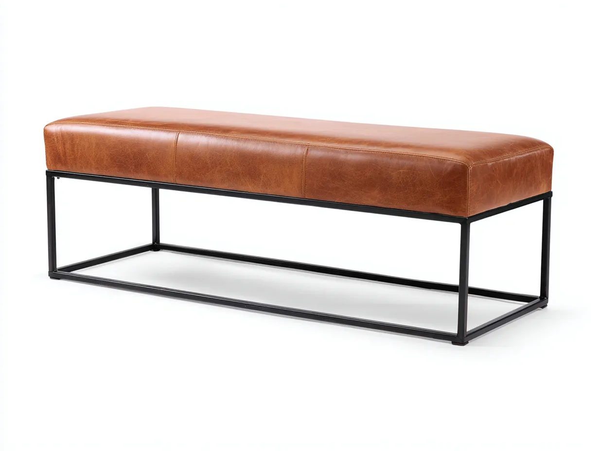 Bank Kunstleder Metall 170x43x44 cm - braun-schwarz - modern für Schlafzimmer