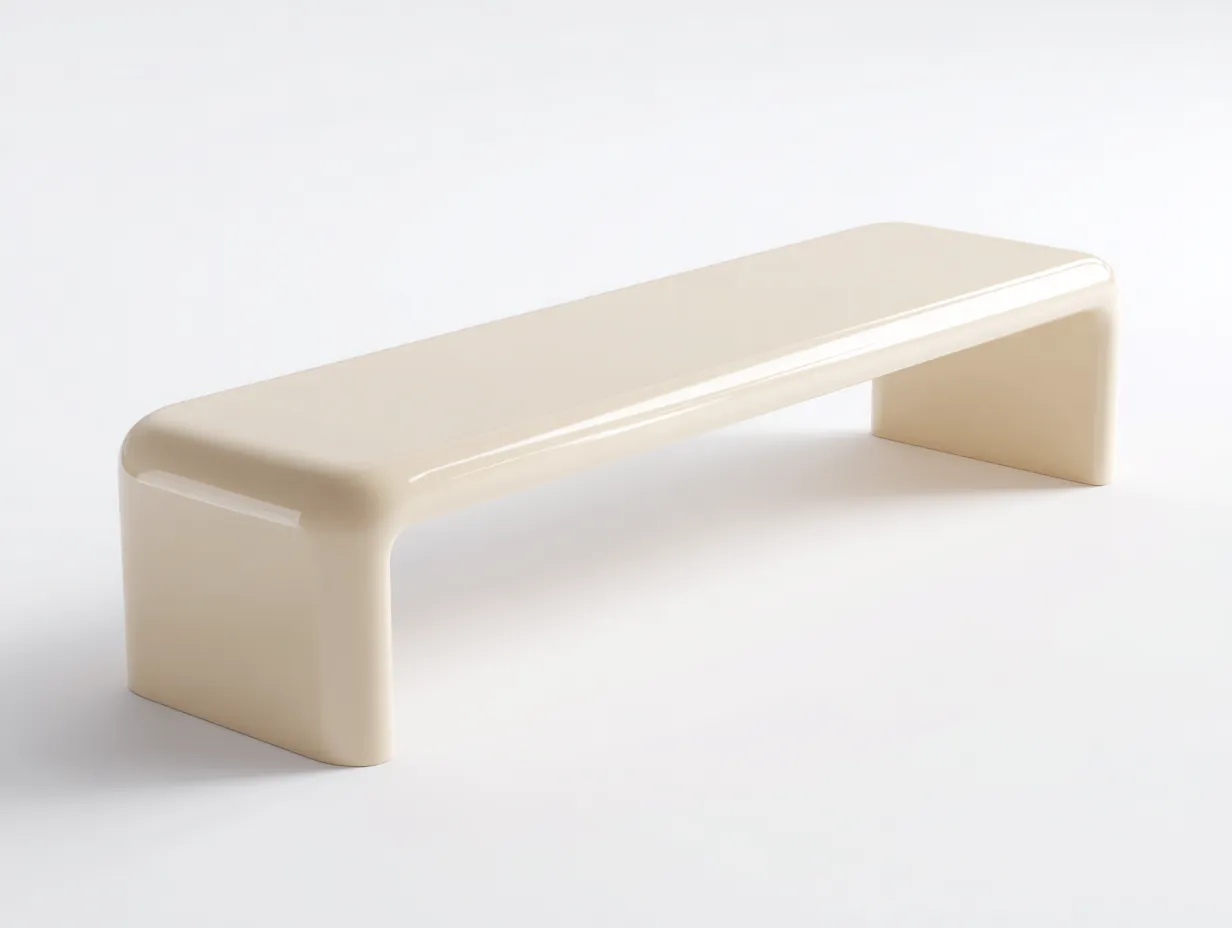 Bank Kunststoff 145x40x42 cm - creme - abgerundete Form für Schlafzimmer
