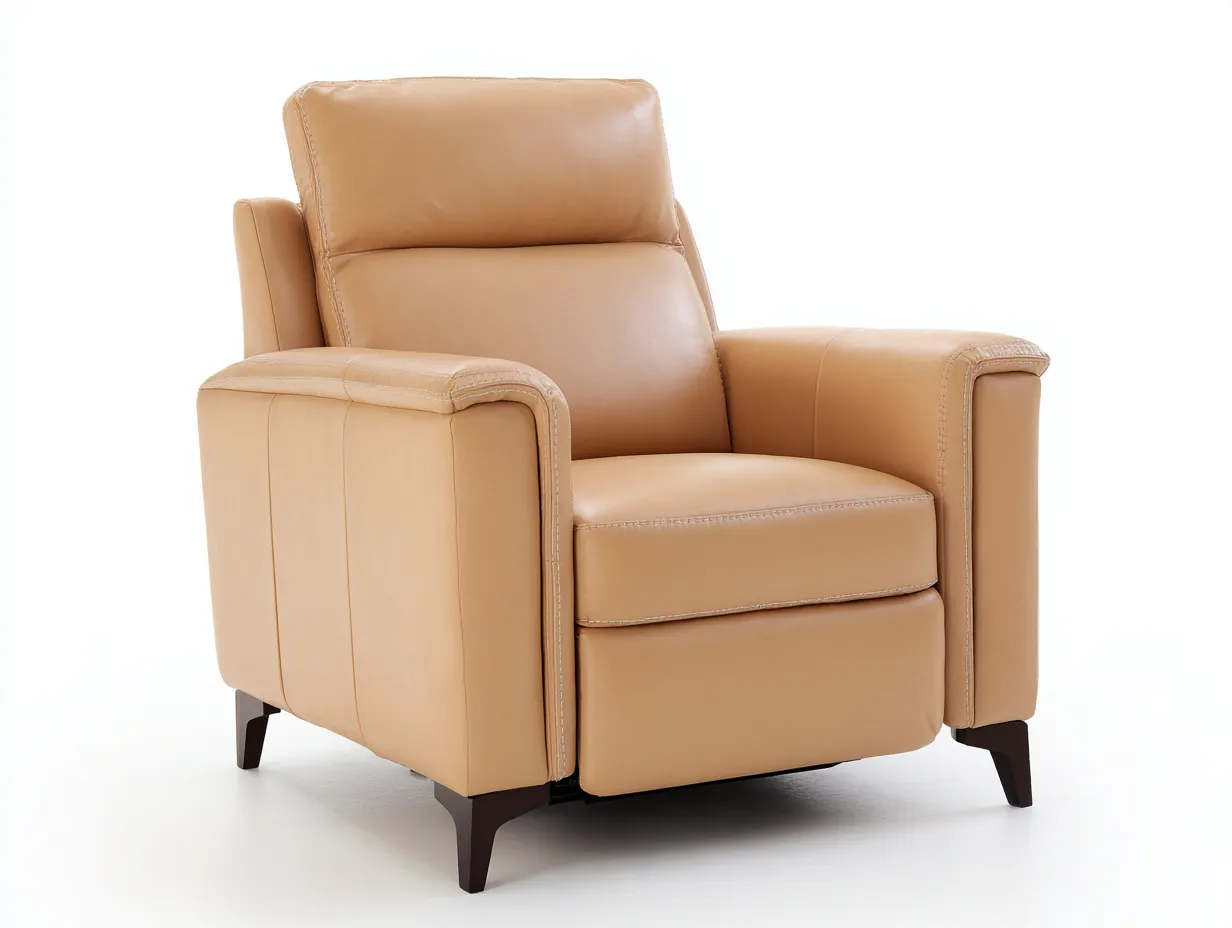 Sessel Kunstleder 96x94x98 cm - beige und dunkelbraun - hoher Rücken für Wohnzimmer