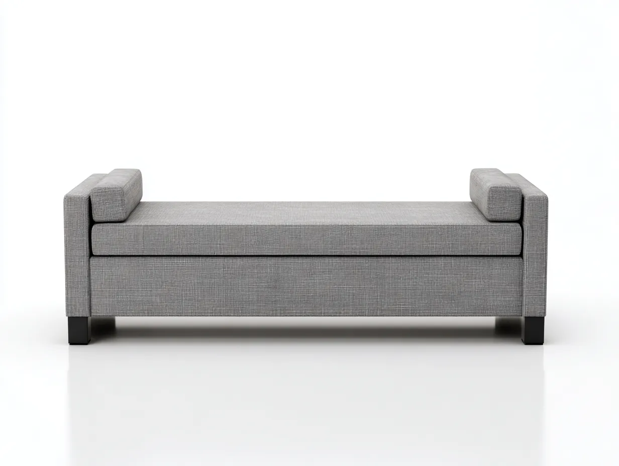 Bank Stoff 172x48x50 cm - grau-schwarz - mit seitlichen Polstern für Schlafzimmer