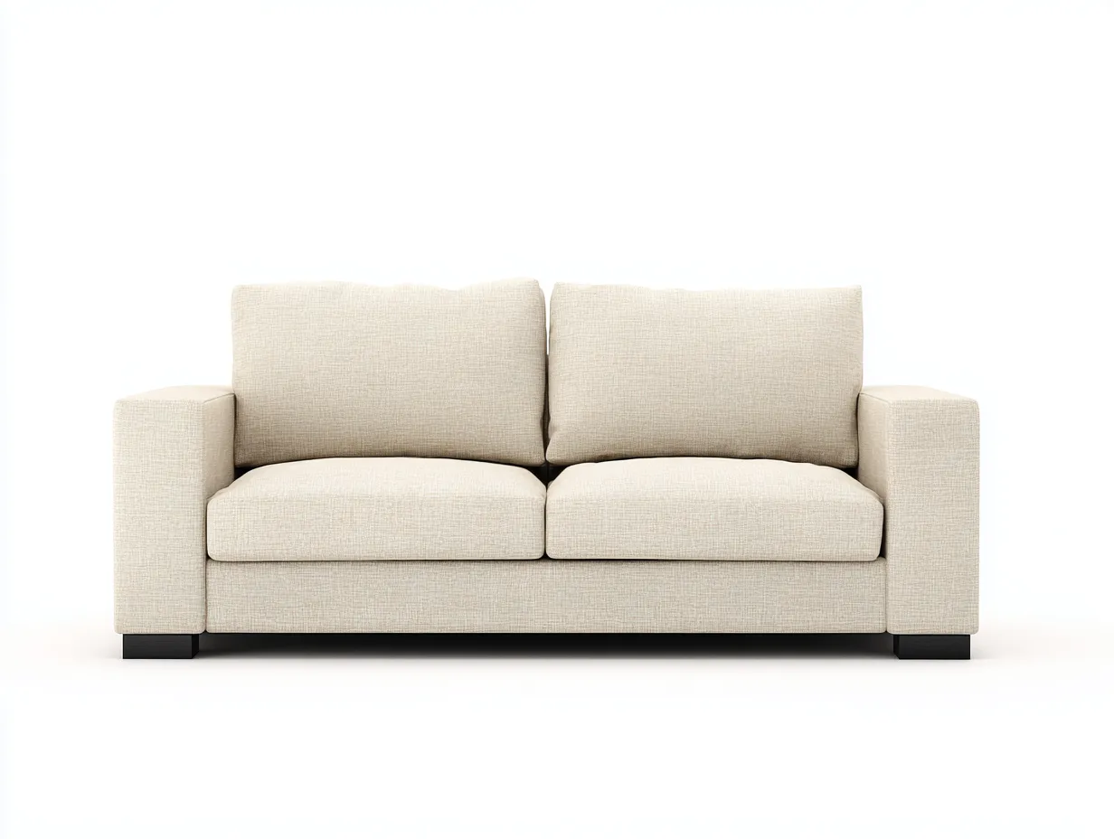 2-Sitzer-Sofa Stoff 181x86x80 cm - hellbeige - geradlinig mit schwarzen Blockfüßen