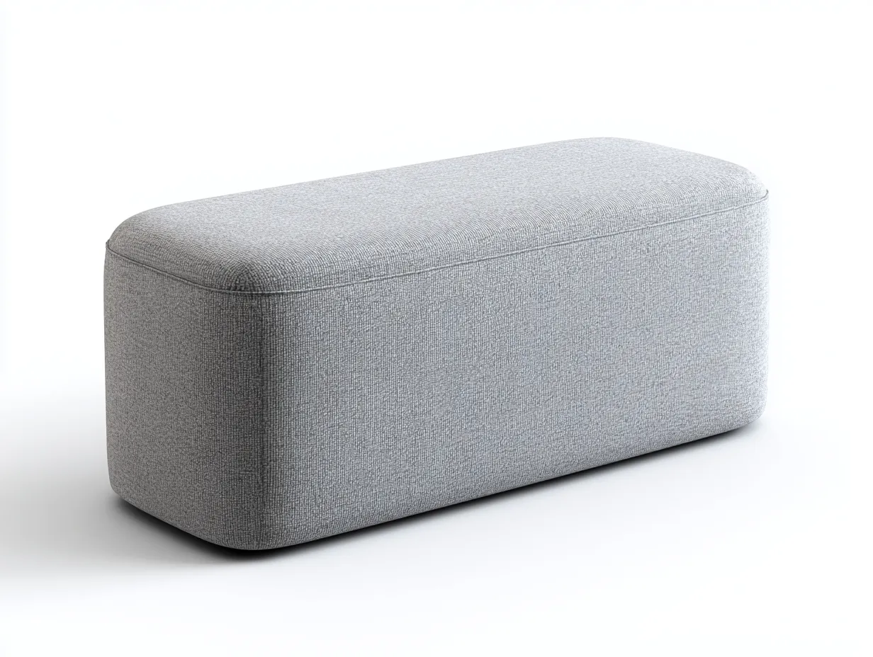 Bank Stoff 152x46x45 cm - grau - abgerundet für Schlafzimmer