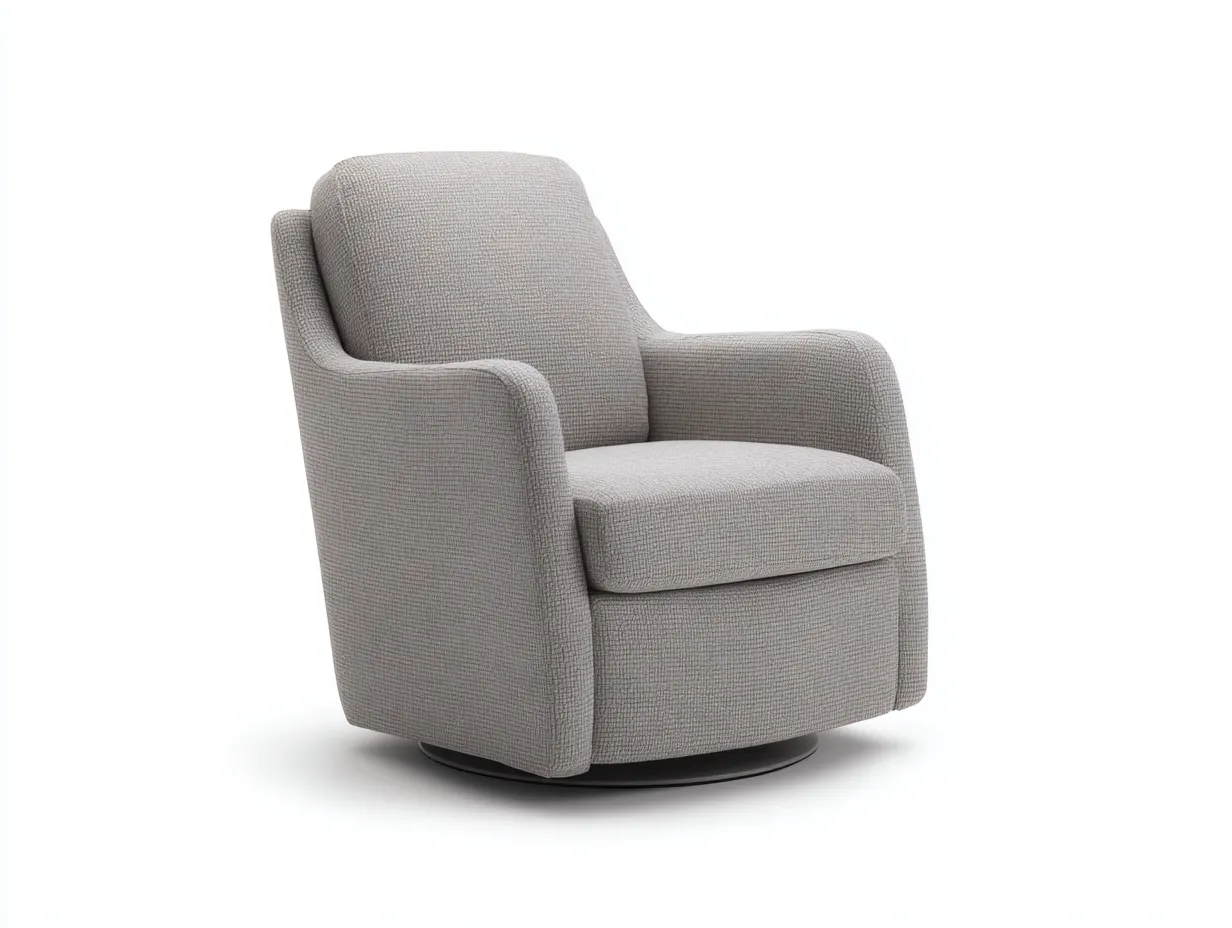 Sessel Webstoff 91x89x84 cm - hellgrau und schwarz - drehbar für Wohnzimmer