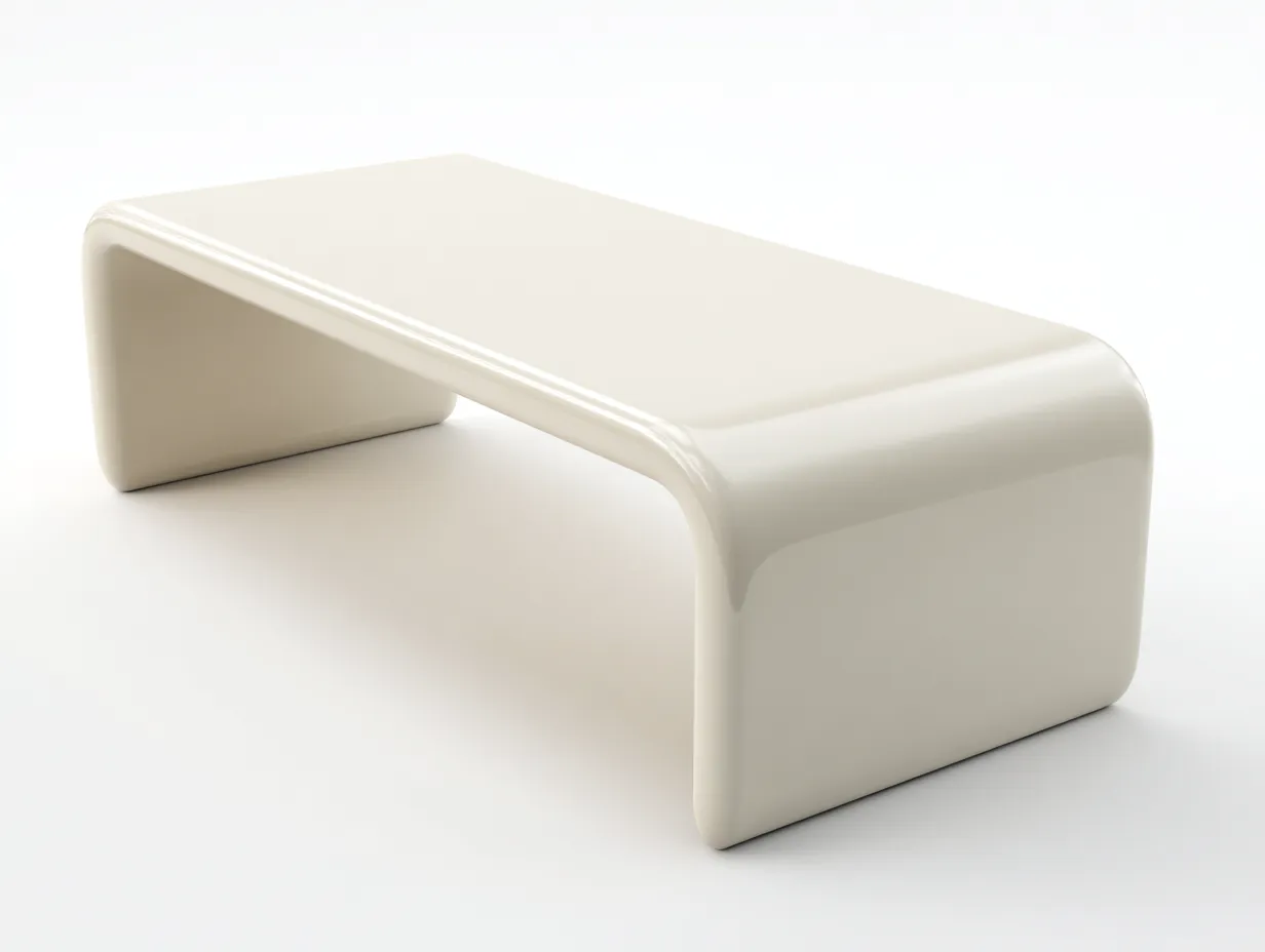 Bank Kunststoff 148x41x43 cm - creme - glänzende Sitzfläche für Schlafzimmer