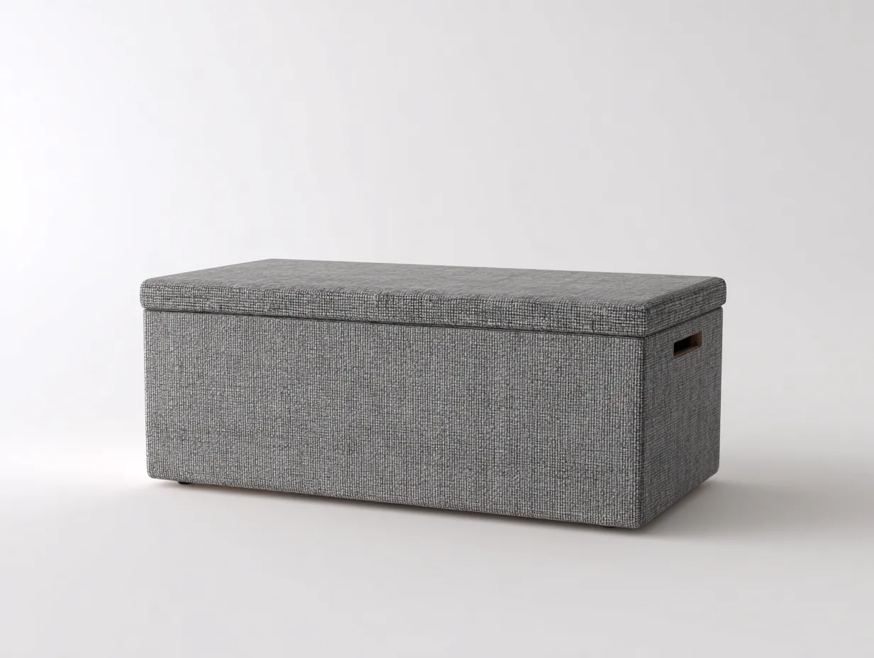 Bank Stoff 150x45x46 cm - grau - mit Stauraum für Schlafzimmer