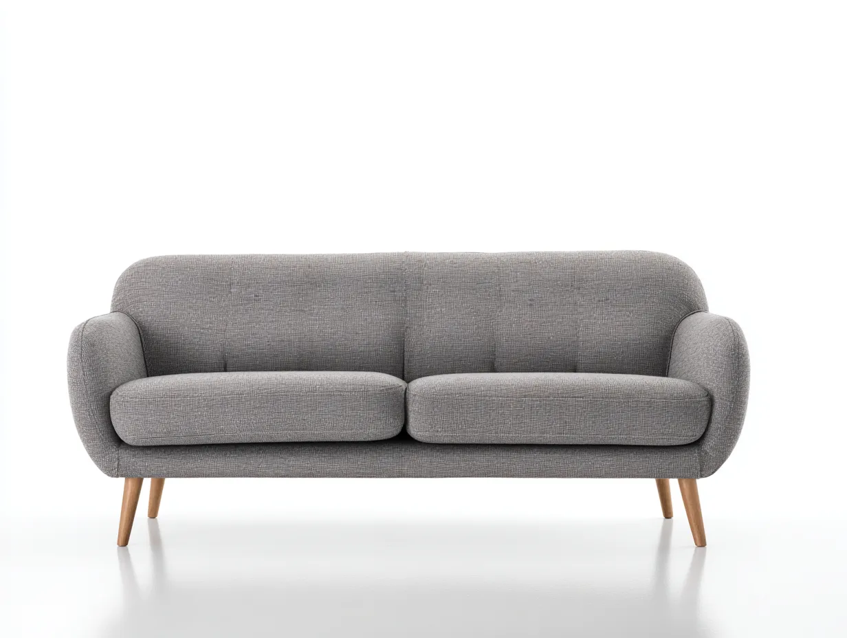 2-Sitzer-Sofa Stoff 172x84x78 cm - grau - rundliche Armlehnen mit Holzbeinen