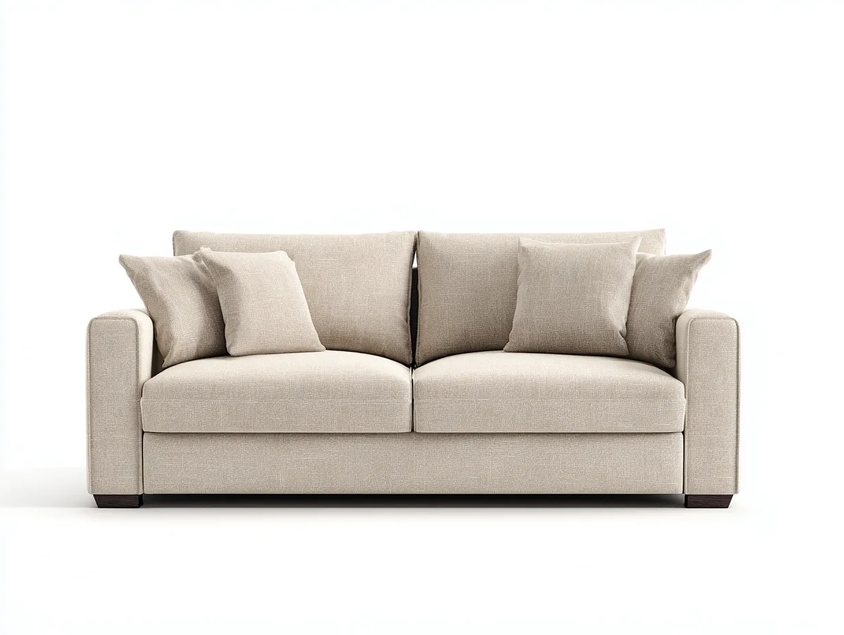 2-Sitzer-Sofa Stoff 180x87x81 cm - cremebeige - klassische Form mit dunklen Füßen